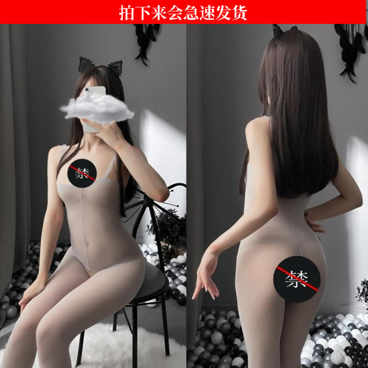 吊带连身袜变装神器脚闪光丝袜性感星光亮丝开裆连裤银葱网红袜夏