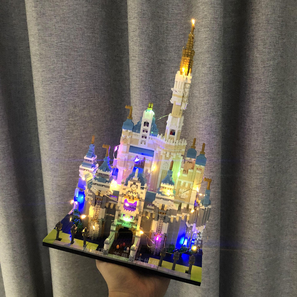 中国积木玩具微小颗粒公主冰雪奇缘拼装韩商言女孩迪士尼乐园城堡