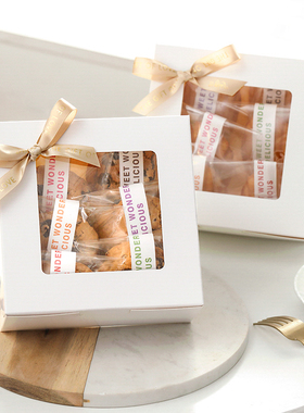 ins白色开窗点心包装盒烘焙曲奇马卡龙糖霜饼干玛德琳小蛋糕礼盒