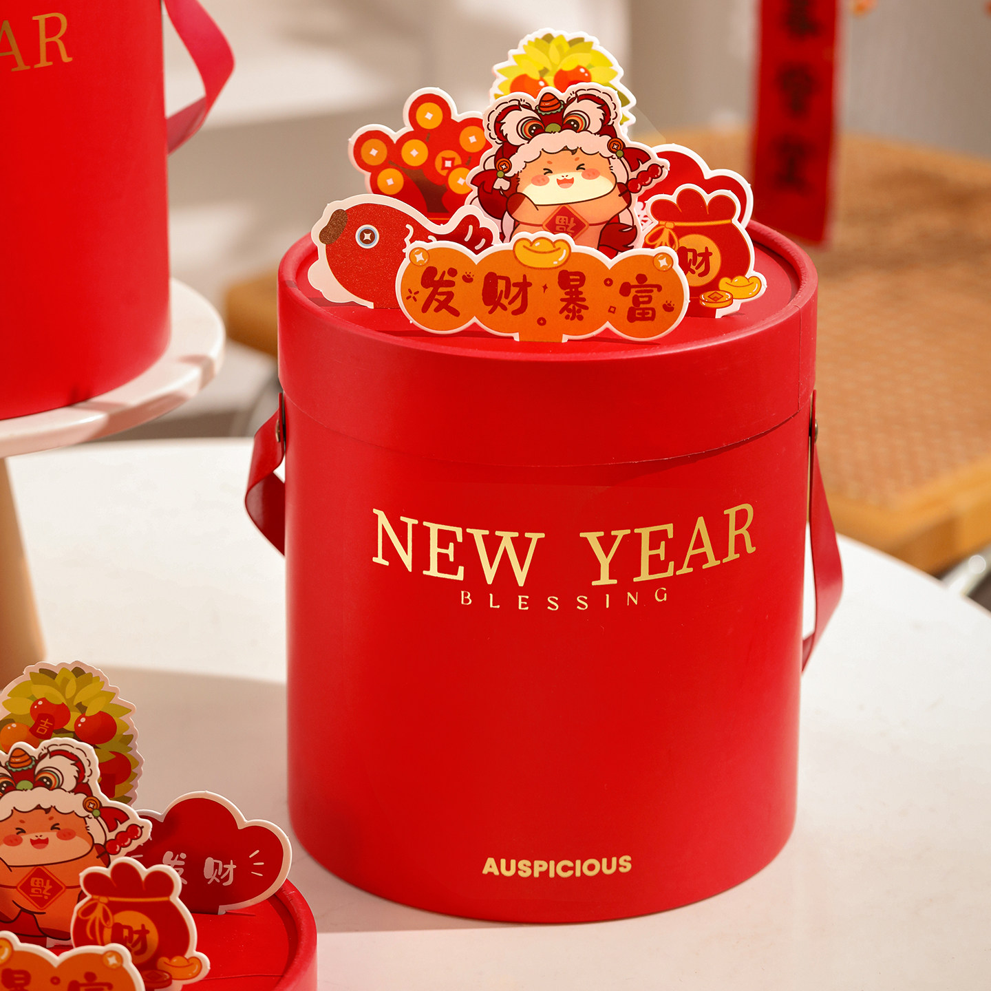 2026马年新年礼盒包装空盒高档抱抱桶春节年货过年送人糖果礼品盒