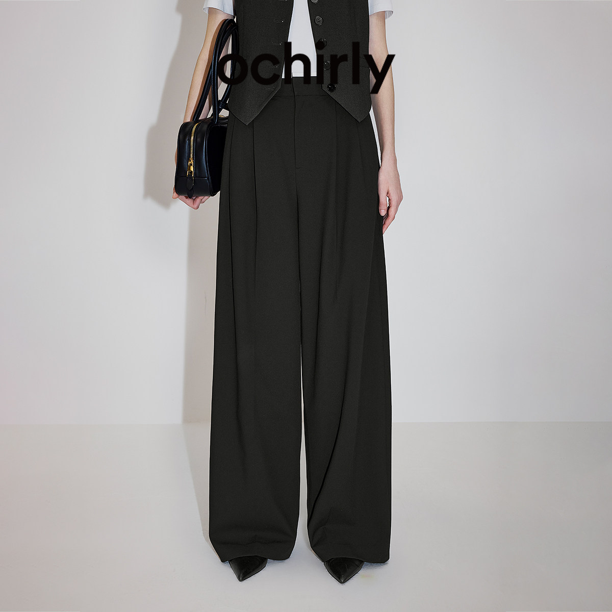 【欧时力神裤】OCHIRLY 弹力开骨工艺阔腿超模西装裤休闲裤2