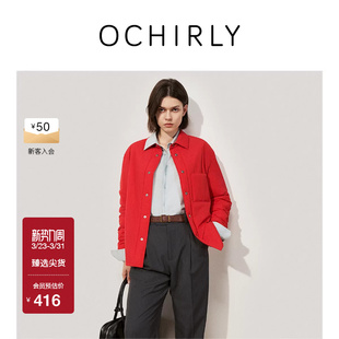 OCHIRLY欧时力 棉服外套女老钱风可露丽穿搭秋冬 休闲衬衫