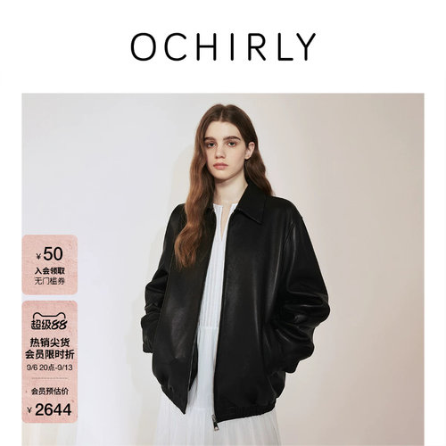 OCHIRLY欧时力复古羊皮夹克外套
