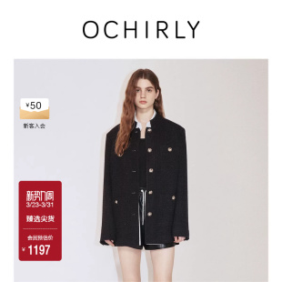 正肩流行秋季 OCHIRLY欧时力 法国进口小香料外套中长款