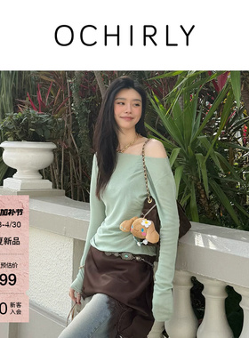 【新品】奚梦瑶同款 | 欧时力 针织衫26夏醋酸长绒棉一字领空调衫