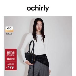 针织外套2026春清爽羊毛坑条修身 OCHIRLY欧时力 防晒开衫 新品