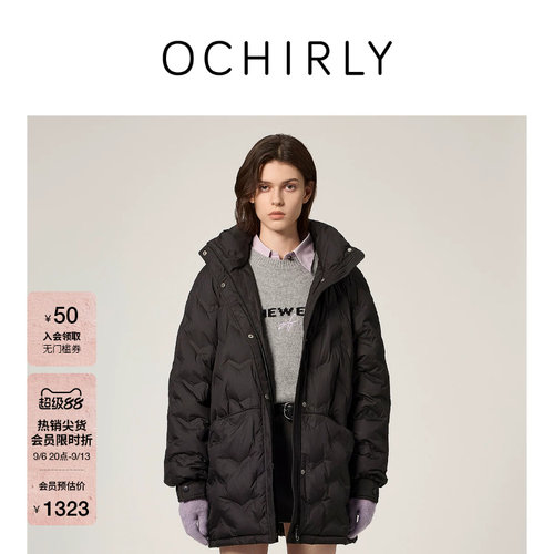 OCHIRLY欧时力连帽压花羽绒外套