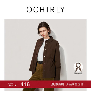 OCHIRLY欧时力 棉服外套老钱风可露丽穿搭2025秋冬 休闲衬衫