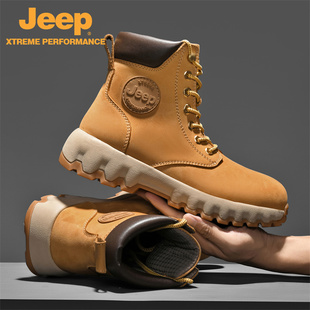 Jeep秋冬季新款英伦风大黄靴男鞋保暖工装靴雪地靴马丁靴情侣女鞋