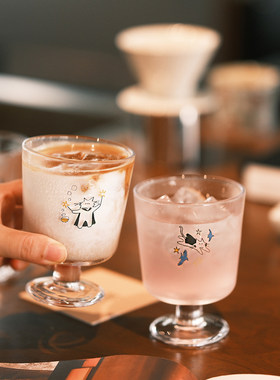 原创魔法小猫玻璃杯高脚杯咖啡杯