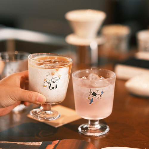 原创魔法小猫玻璃杯高脚杯咖啡杯