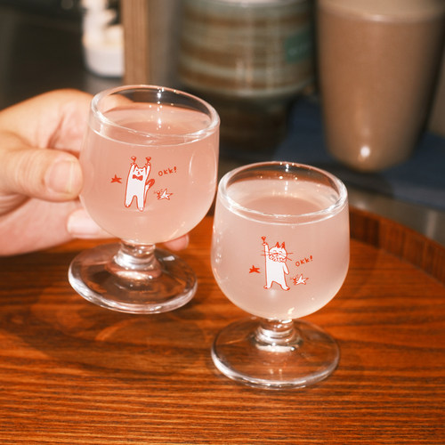 原创OKK小狗玻璃高脚小白酒杯子
