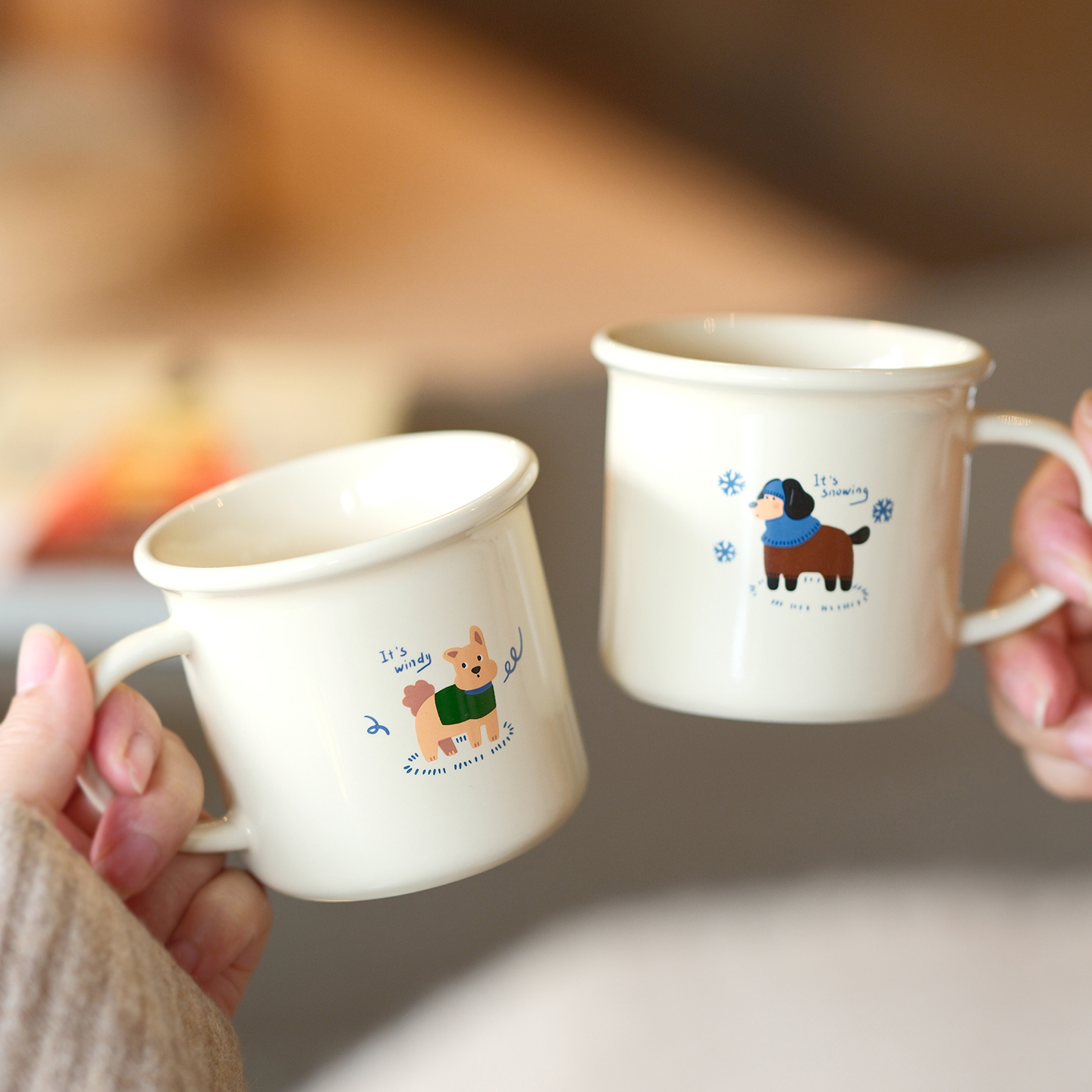 原创天气小狗陶瓷马克杯情侣对杯