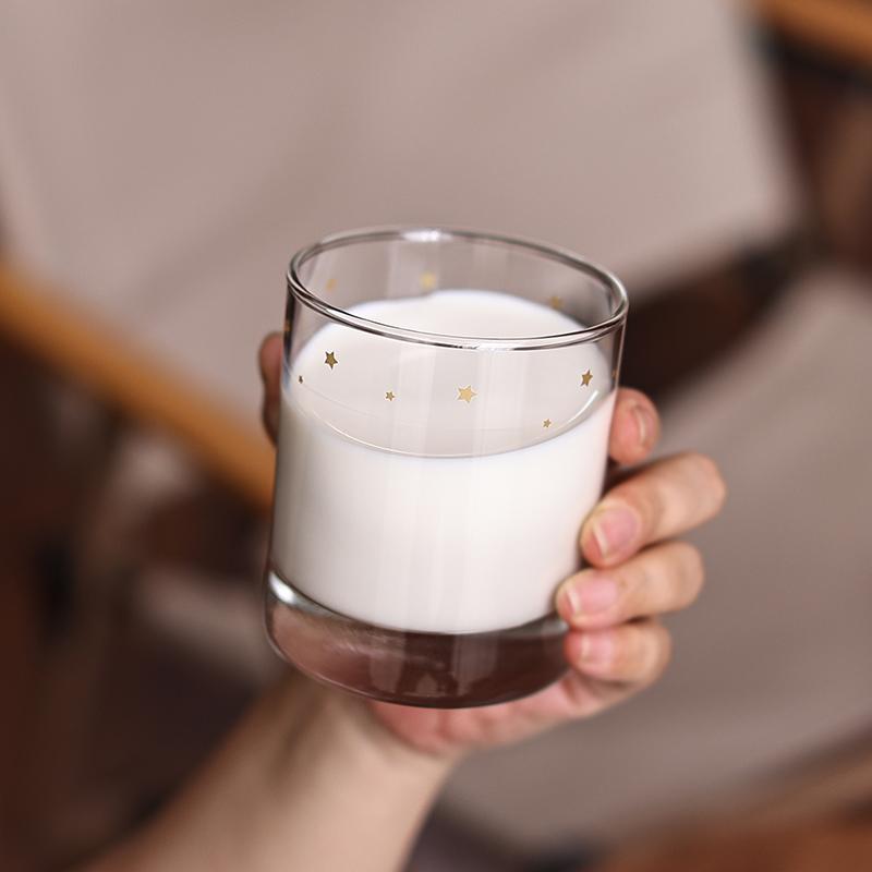 向星星许个愿~厚底玻璃杯牛奶早餐杯啤酒杯冷饮咖啡杯子家用水杯