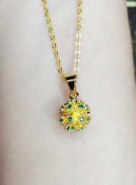 彩钻项链绿色时尚风吊坠