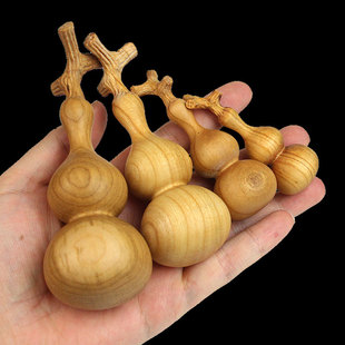 桃木龙头葫芦木雕文玩手把件桌面摆件家居葫芦挂件装饰工艺品