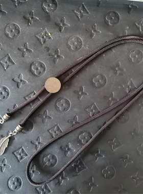 20mm银色平底深咖绳波洛领带扣