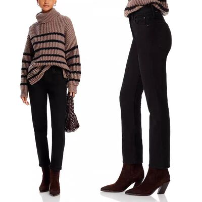 mother冬季加绒直筒烟管裤牛仔裤