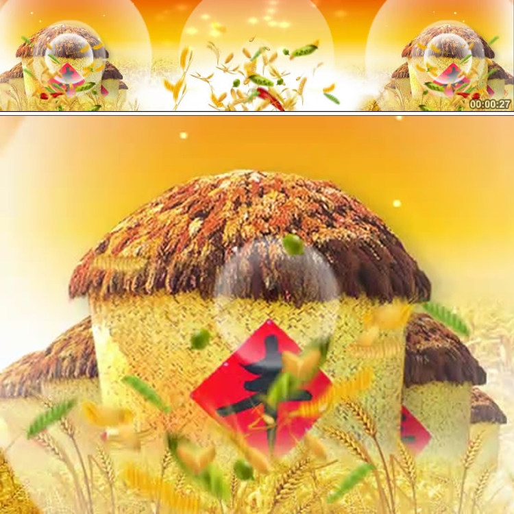 h273动感喜庆背景 粮食粮仓庄稼丰收季节新春舞蹈晚会led视频素材