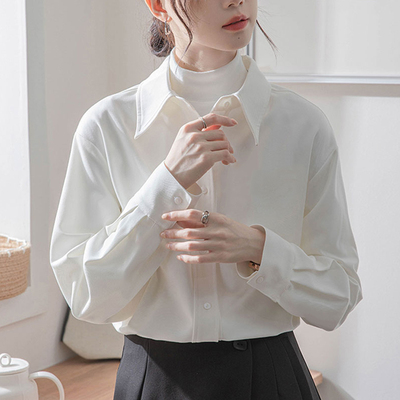 长袖衬衫女加绒叠穿质感加厚上衣