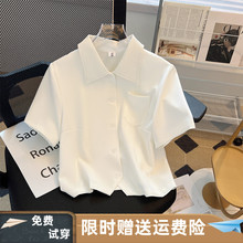 学院风jk衬衫女2025夏季新款学生小个子白色短袖短款衬衣日系上衣
