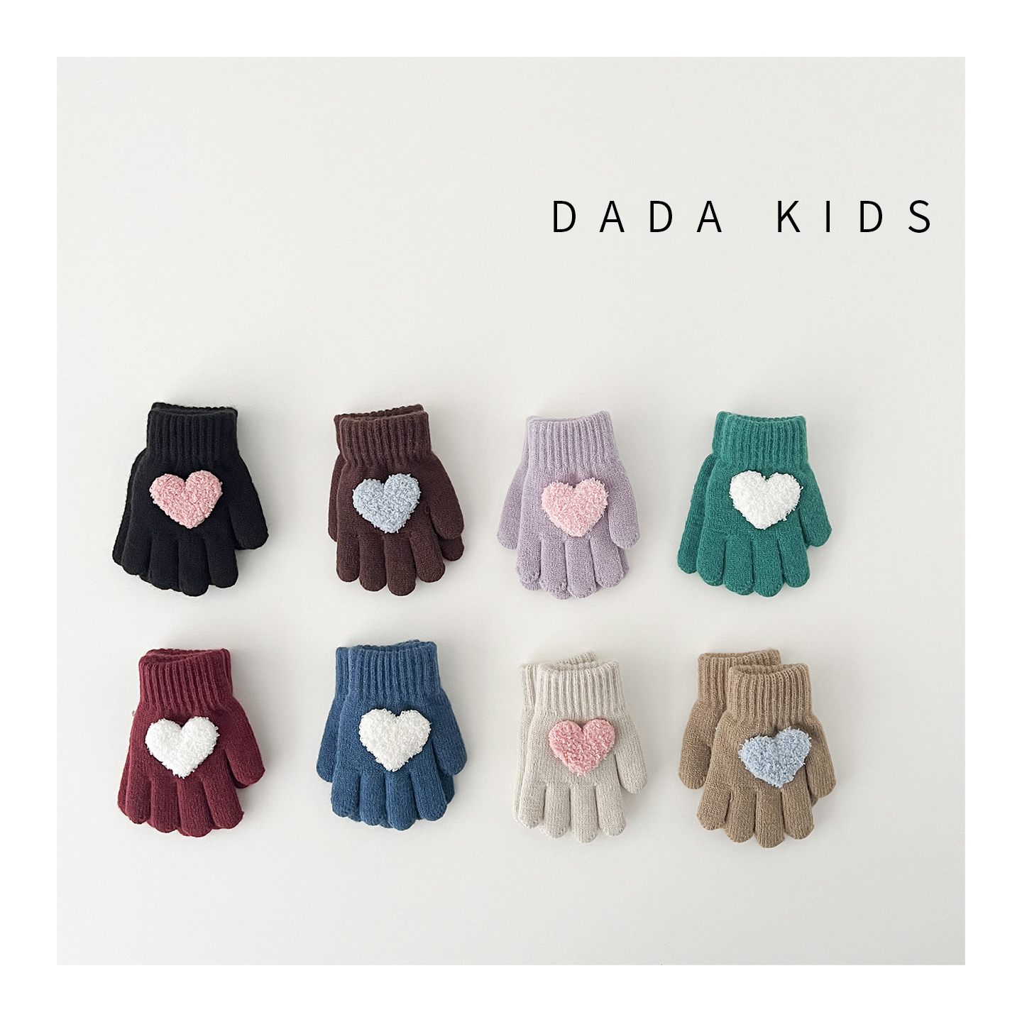 ins韩版儿童新款爱心分指手套