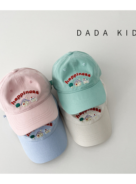 ins马卡龙色系儿童棒球帽可爱刺绣鸭舌帽男童女童春秋季遮阳帽子
