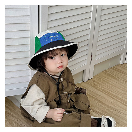 宝宝帽子速干宽檐拼色洋气渔夫帽