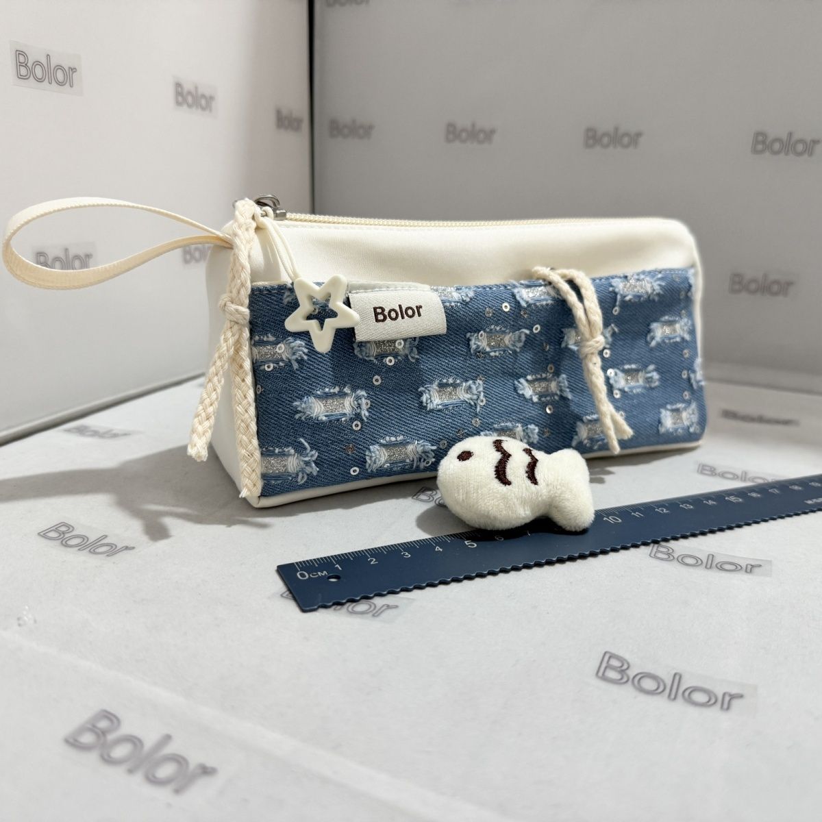 Bolor牛仔印花笔袋ins高笔袋