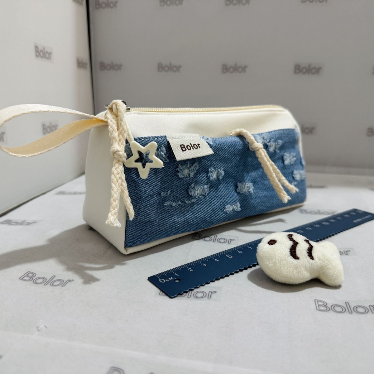 【Bolor正品】牛仔破洞笔袋笔袋