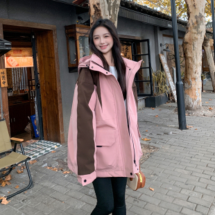 P275 8868 K389 派克服拼色冲锋衣羽绒服女2C233 现货主推款