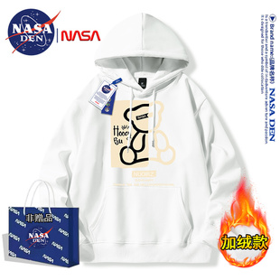 宽松百搭加绒连帽上衣服 时尚 NASA联名日系简约重磅长袖 卫衣男女款