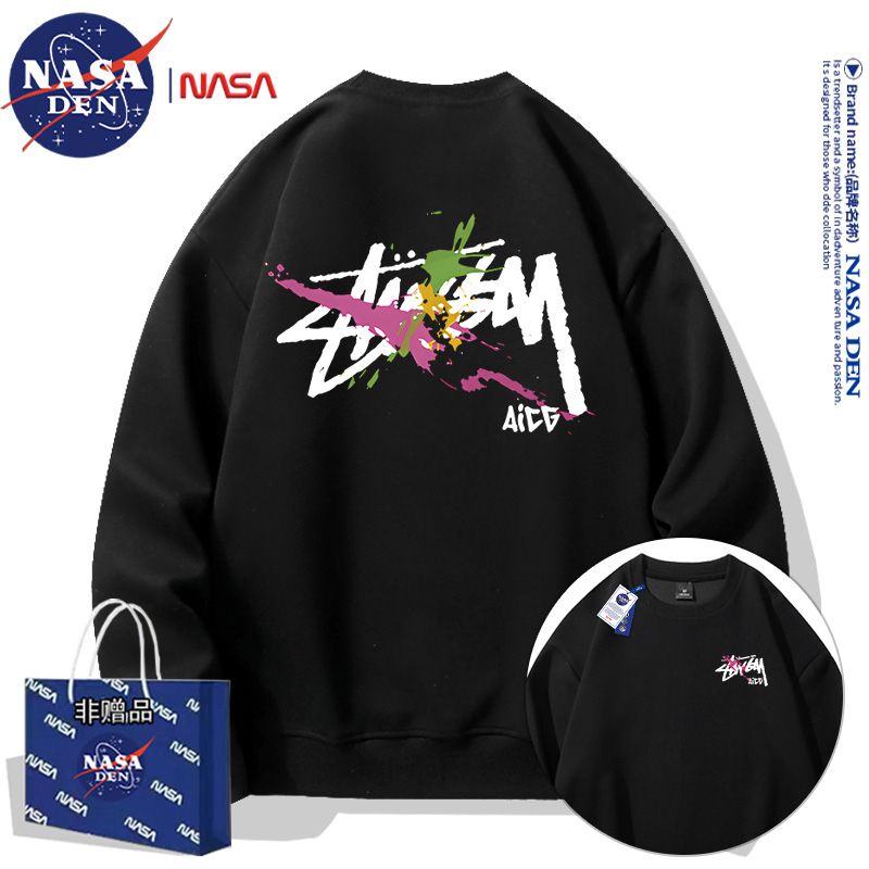 NASA联名美式简约重磅长袖卫衣男女款潮牌时尚宽松百搭圆领上衣服