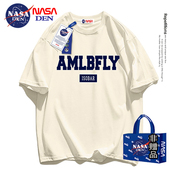 宽松休闲百搭半袖 NASA联名夏季 T恤男女同款 复古重磅纯棉短袖 美式