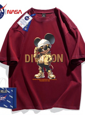 NASA联名重磅纯棉短袖男女时尚上衣韩版潮流印花宽松t恤夏天青年