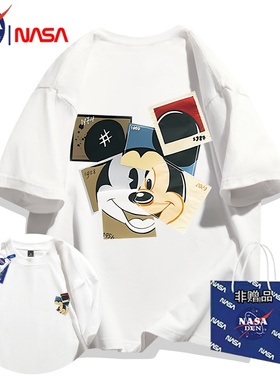 夏季美式复古重磅纯棉短袖T恤男女款简约百搭上衣服五分袖印花款