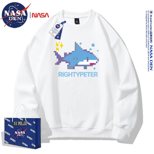 圆领卫衣男女款 复古重磅长袖 简约百搭宽松外套 美式 NASA联名春秋季