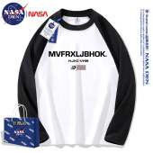 潮牌简约休闲宽松百搭插肩袖 T恤男女款 重磅纯棉长袖 NASA联名美式