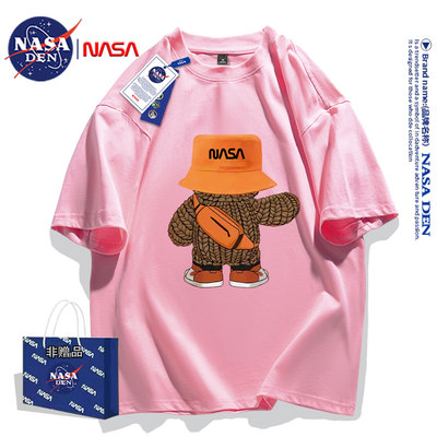 NASA联名2024年夏季纯棉男士短袖T恤青少年时尚美式潮流休闲打底