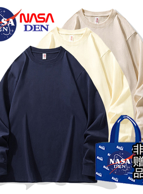 NASA联名秋季重磅纯棉长袖T恤男潮流印花清纯甜美风格情侣款上衣