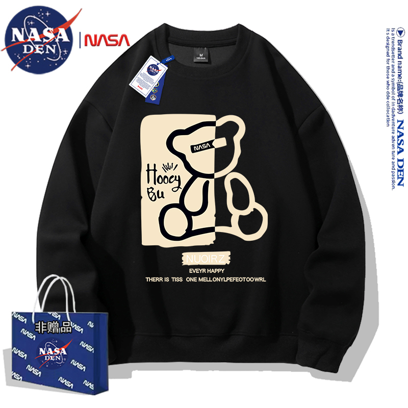 NASA联名2024年秋冬季落肩袖潮牌卫衣圆领男美式款ins潮牌套头男