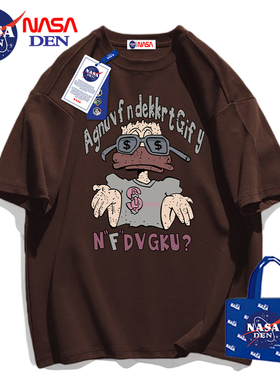 NASA联名美式复古重磅纯棉短袖T恤男潮牌宽松休闲百搭情侣五分袖