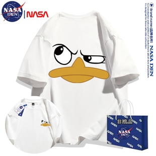 潮牌简约宽松百搭五分袖 T恤男女款 休闲重磅纯棉短袖 NASA联名时尚