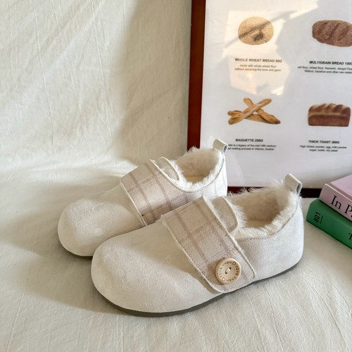 林先叁 樱桃印花休闲豆豆鞋女浅口圆头魔术贴毛绒保暖舒适女鞋