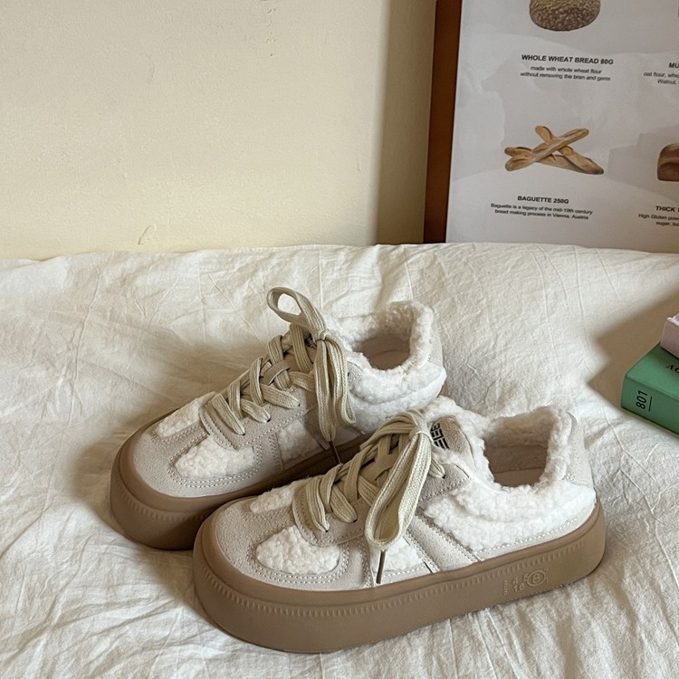 林先叁 港风厚底德训鞋女2025秋冬款加绒保暖小白鞋ins百搭休闲鞋,女鞋,时尚休闲鞋,淘宝优惠券,粉丝福利购,淘宝优惠卷