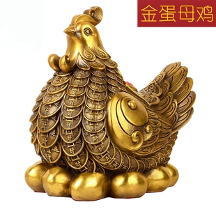 全铜金鸡下蛋金母鸡摆件创意家居客厅玄关装饰品办公室工艺品铜鸡