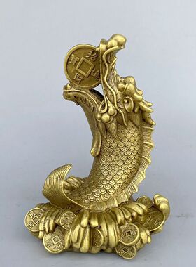 黄铜龙头鱼摆件家居客厅玄关装饰