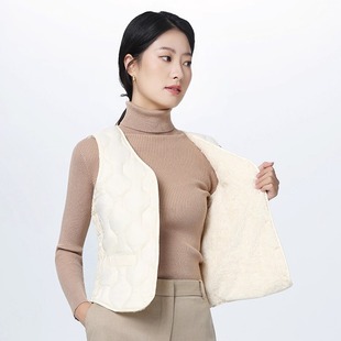 2025秋冬新款 加绒保暖背心内穿百搭V领贴身坎肩 羽绒棉马甲女短款