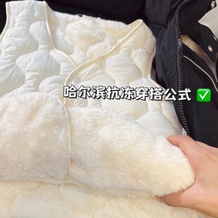 小红书爆款 背心内外穿V领内胆 2025秋冬羽绒棉马甲女加绒保暖短款