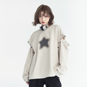 2026新款 万有引力博物馆 T恤女春季 子可脱卸长袖 宽松上衣 设计感袖